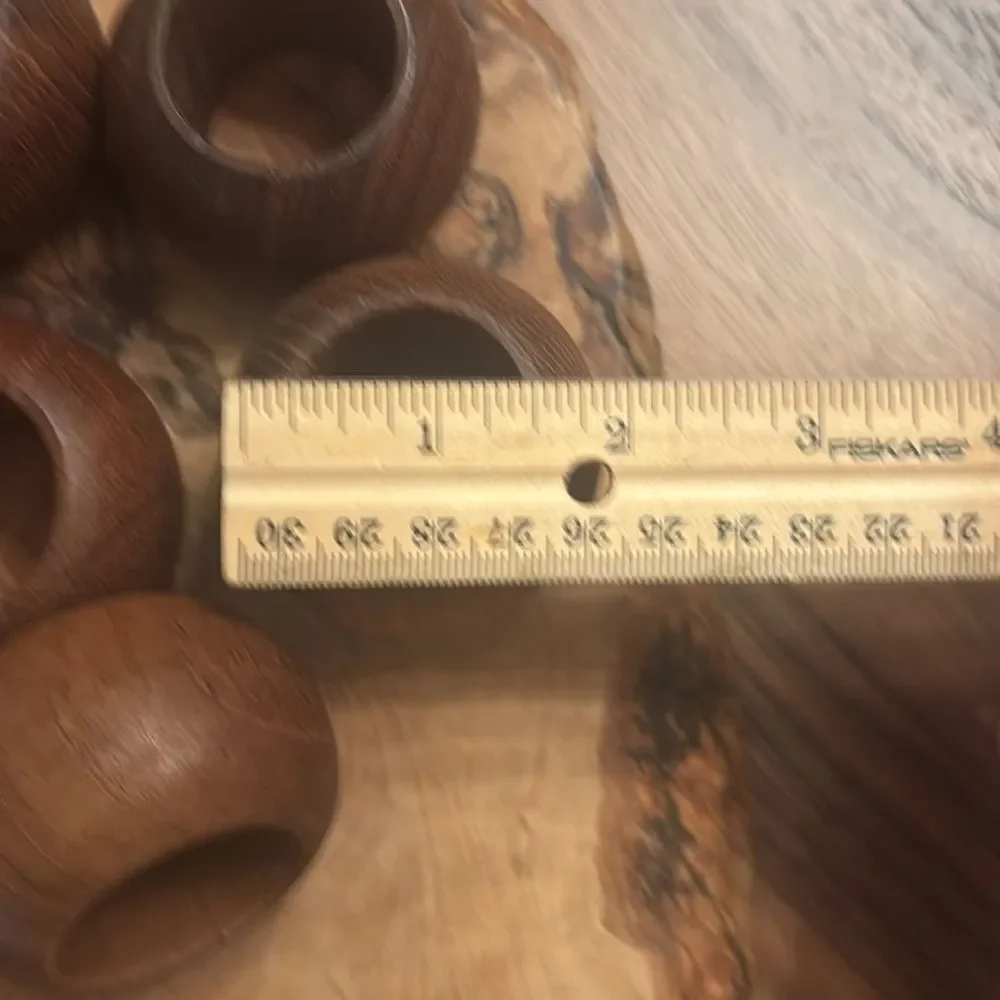 MCM Teak Napkin Rings Set of 6